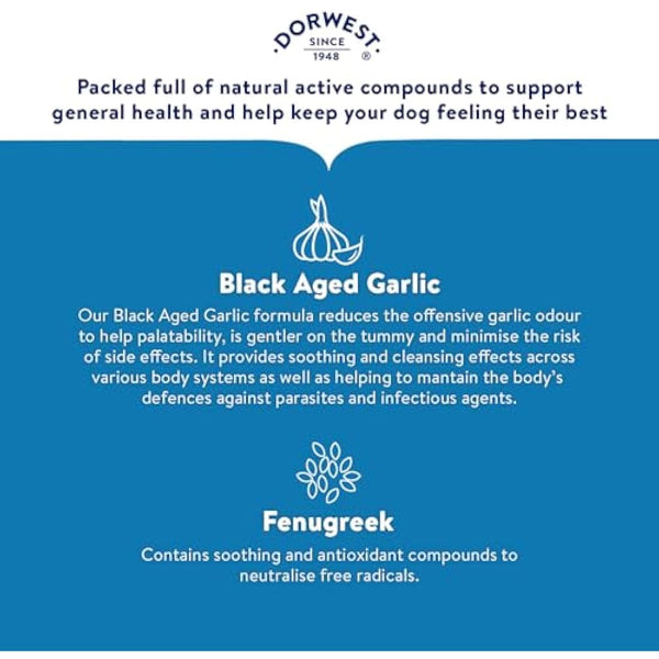 DORWEST HERBS Garlic and Fenugreek Tablets for Dogs 500 Tablets