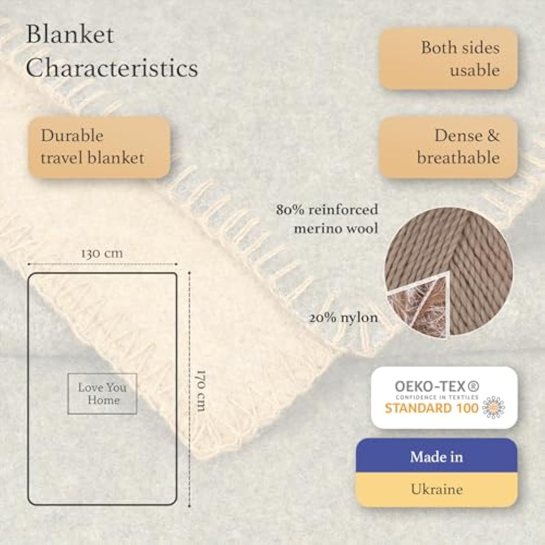 LYHome Travel Blanket - Extra Warm Picnic Throw, Bed Camping Outdoor Wool Blankets, Cozy Soft Throws, Military Army and Garden Outside Use (51x67 in | 130x170 cm | Olive Green - Mustard Double-sided)