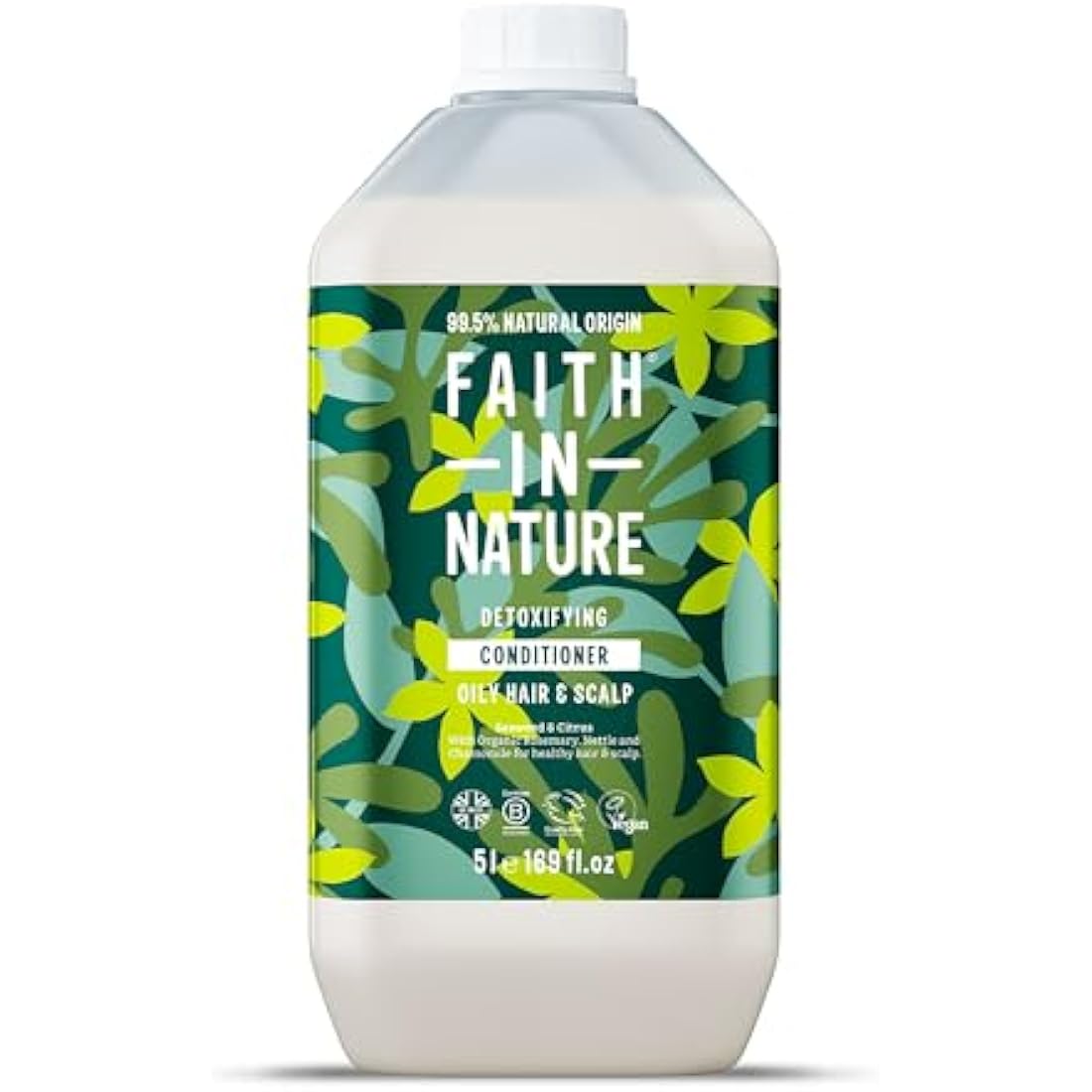 Faith In Nature Natural Seaweed & Citrus Conditioner, Detoxifying for Oily Hair & Scalp, Vegan & Cruelty Free, No SLS, Silicones or Parabens, 5L Refill Pack