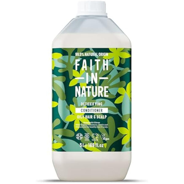 Faith In Nature Natural Seaweed & Citrus Conditioner, Detoxifying for Oily Hair & Scalp, Vegan & Cruelty Free, No SLS, Silicones or Parabens, 5L Refill Pack