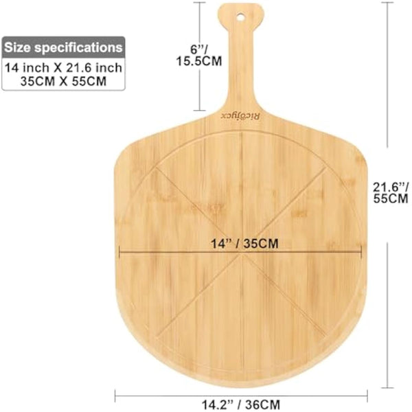 2Pack Pizza Board 14 inch with Grooves, Double-Sided Use Pizza Cutting Board with 8 Slice for Pizza, Bread, Cheese, Vegetable, Fruits
