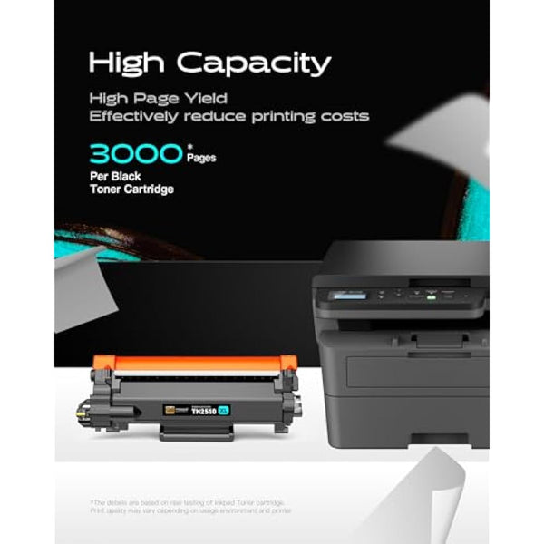 iNKPAD TN2510XL TN2510 Toner Cartridge Compatible with Brother TN-2510 TN 2510XL for Brother HL-L2400DWE DCP-L2665DW DCP-L2627DWE MFC-L2835DW MFC-L2827DWXL DCP-L2627DW DCP-L2627DWXL (2 Black)