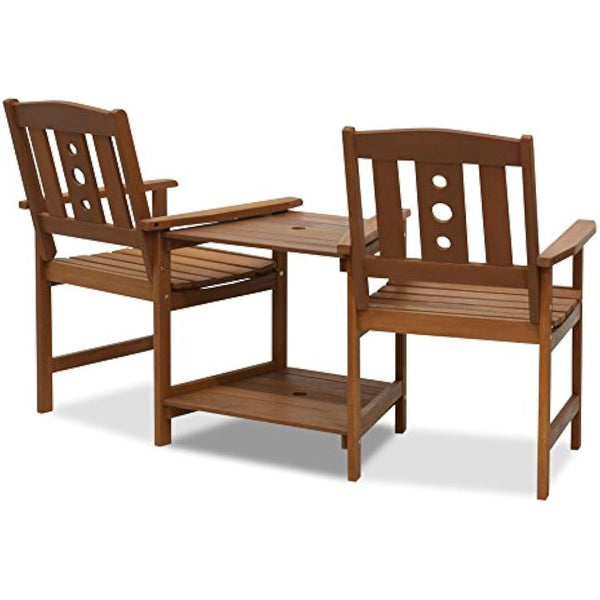 Furinno Outdoor Hardwood Jack & Jill Chair Set, Wood, Natural, 162.1 (W) x 91.4 (H) x 72.9 (D) cm