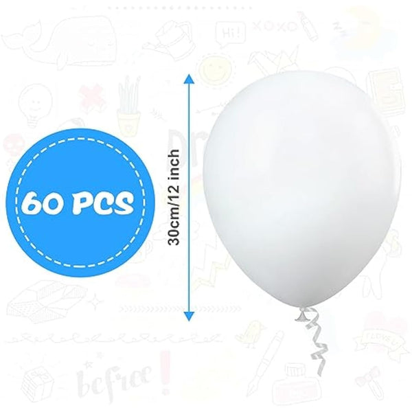 Ainiv 60 PCS Matte White Balloons, 12inch White Latex Party Balloons, White Balloons for Balloon Garland Party Supplies, Balloons for Birthday Party Wedding Baby Shower Decorations