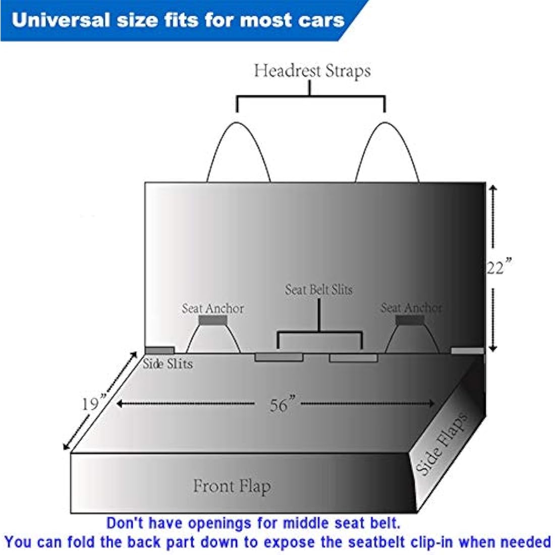 VIEWPETS Car Seat Cover, Waterproof, Durable and Non-Slip, Pet Car Seat Cover for Dogs, Universal Size, Fits Cars, Trucks and SUVs