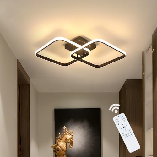 Goeco Dimmable LED Ceiling Light with Remote Control, 50W 5600LM 3000K-6500K Brightness Adjustable LED Ceiling Light, Square Ceiling Lamp for Living Room, Bedroom, Black