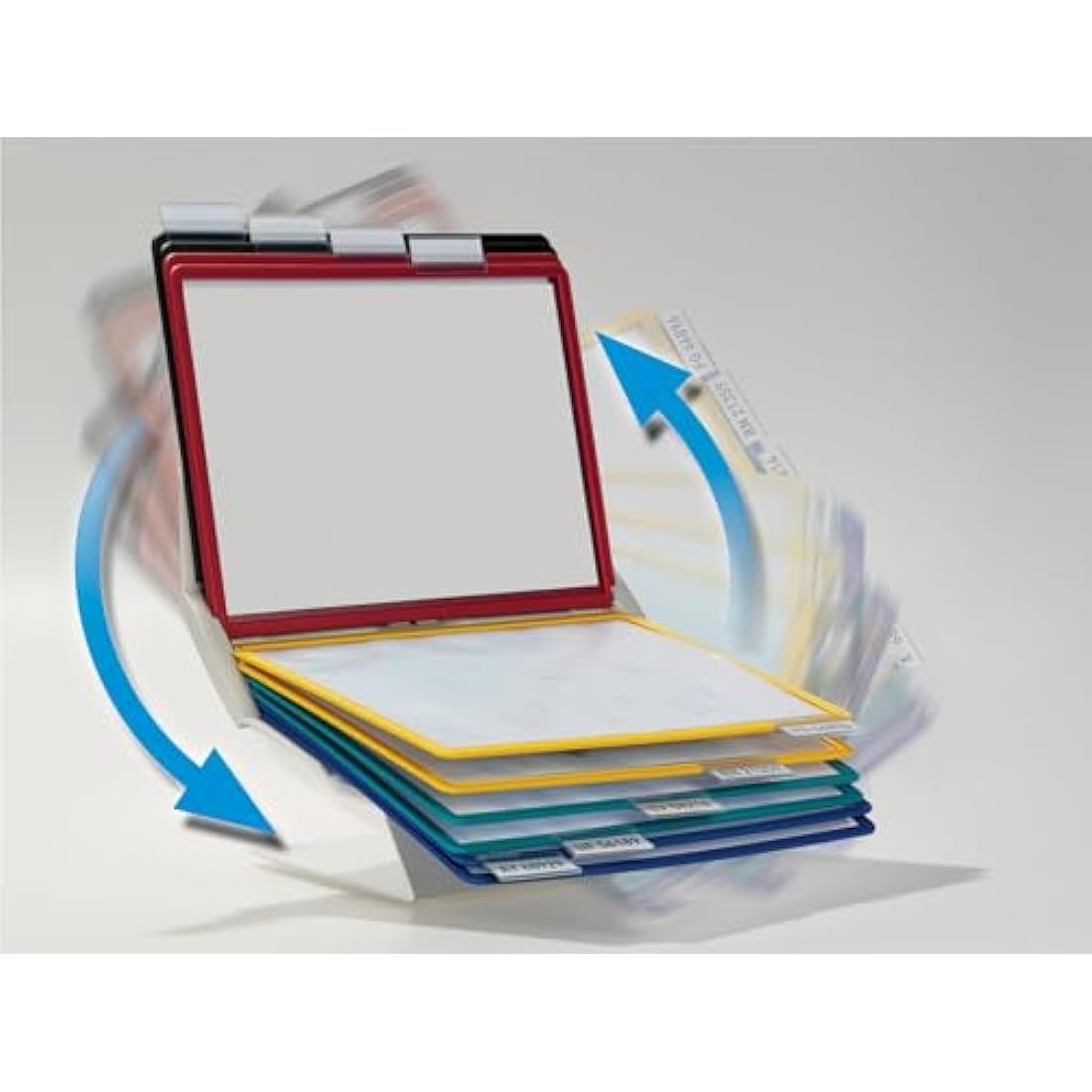 Durable VARIO PRO Display Panel Desk Unit | 10 Panels and Tabs in Assorted Colours | Rotates 90° | Ideal for Display ing A4 Documents