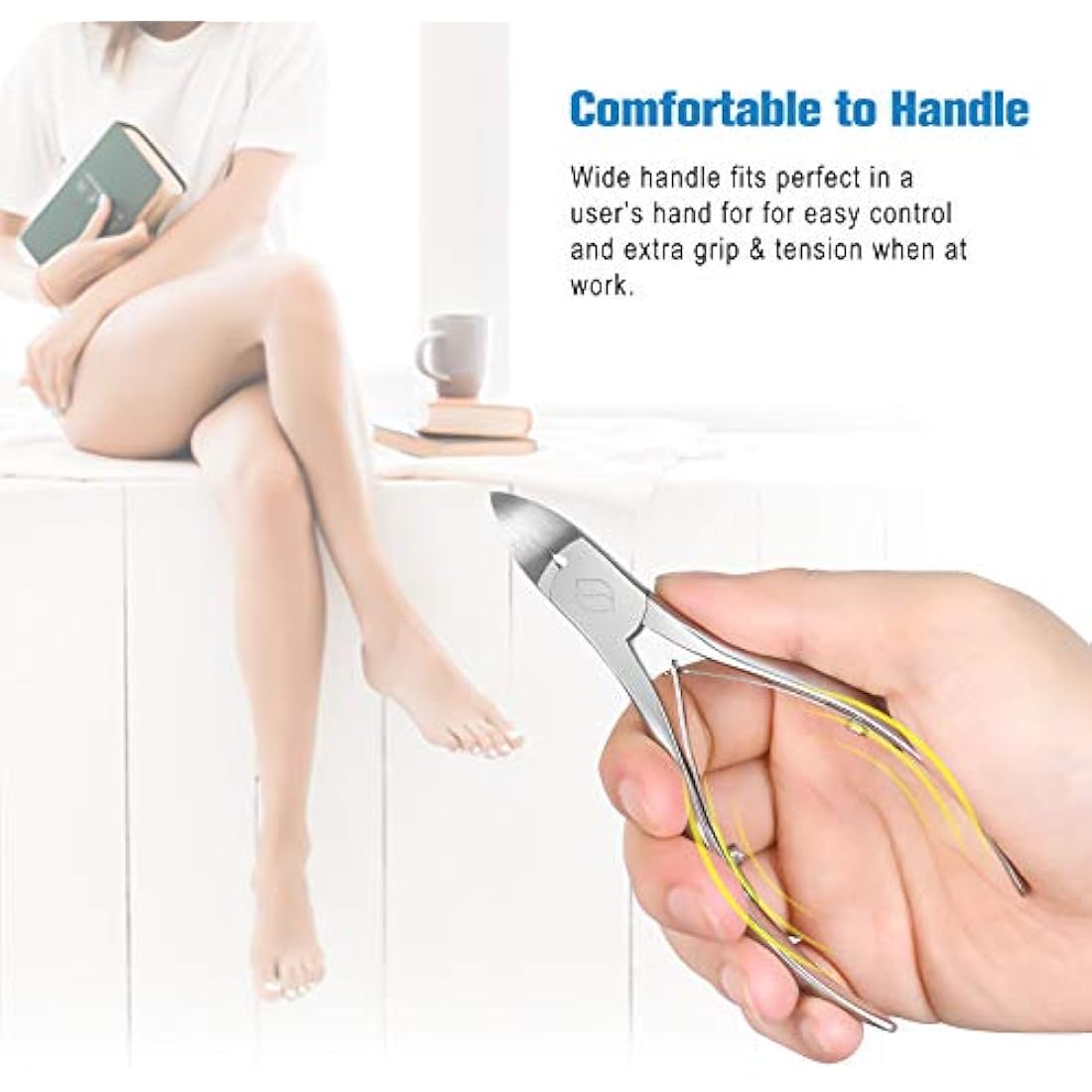 FERYES Toenail Clippers for Thick Nails, Toe Nail Clipper for Ingrown Hard Toenails, Professional Podiatrist Heavy Duty Toenail Scissors for Seniors,Women,Men, Silver