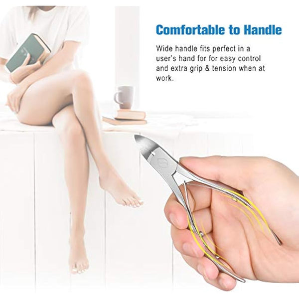 FERYES Toenail Clippers for Thick Nails, Toe Nail Clipper for Ingrown Hard Toenails, Professional Podiatrist Heavy Duty Toenail Scissors for Seniors,Women,Men, Silver