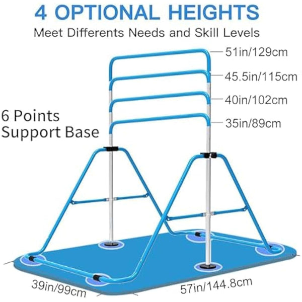 EVERYMILE Gymnastics Bars, Junior Training Kip Bar Gymnastics Equipment for Home,Adjustable Height Folding Horizontal Bar with Gymnastic Rings for Kid