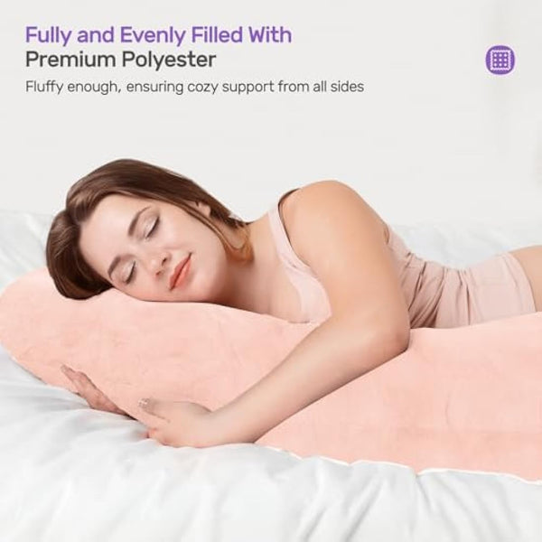 Nuliie Pregnancy Pillow for Sleeping, U Shaped Full Body Pillow Pregnancy Pillows, Maternity Pillow Support for Back, Hips, Legs for Pregnant Women, With Washable Velvet Cover (Pink)