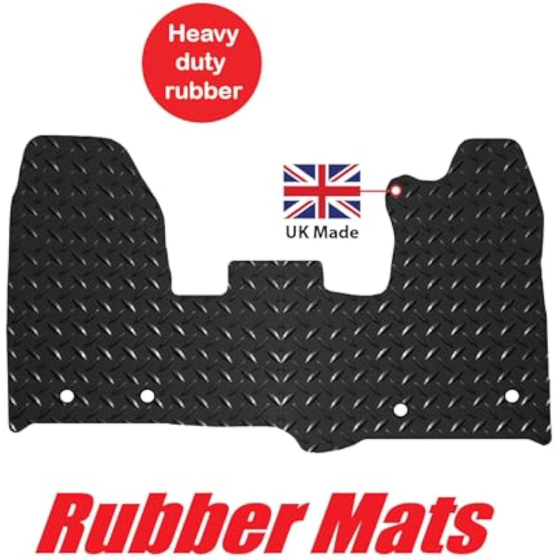 Lusso Floor Carpet Mats for Car | Tailored/Compatible to Fit Ford Transit Custom 2015 onwards | Heavy Duty 3mm Rubber Car Mats | 1-Piece Set (Black Edging)