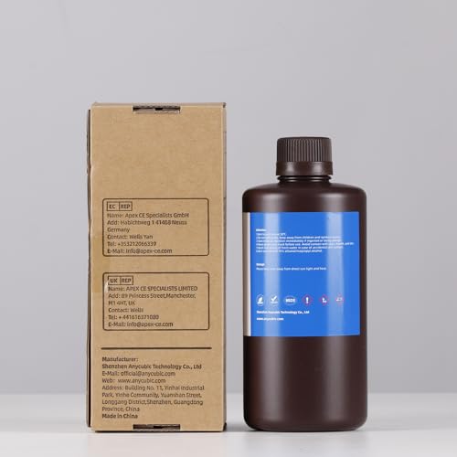 ANYCUBIC Standard 3D Printer Resin, LCD UV 405nm Rapid Photopolymer 3D Resin for 6K/8K/12K/14K LCD 3D Printers(1000g, Grey)