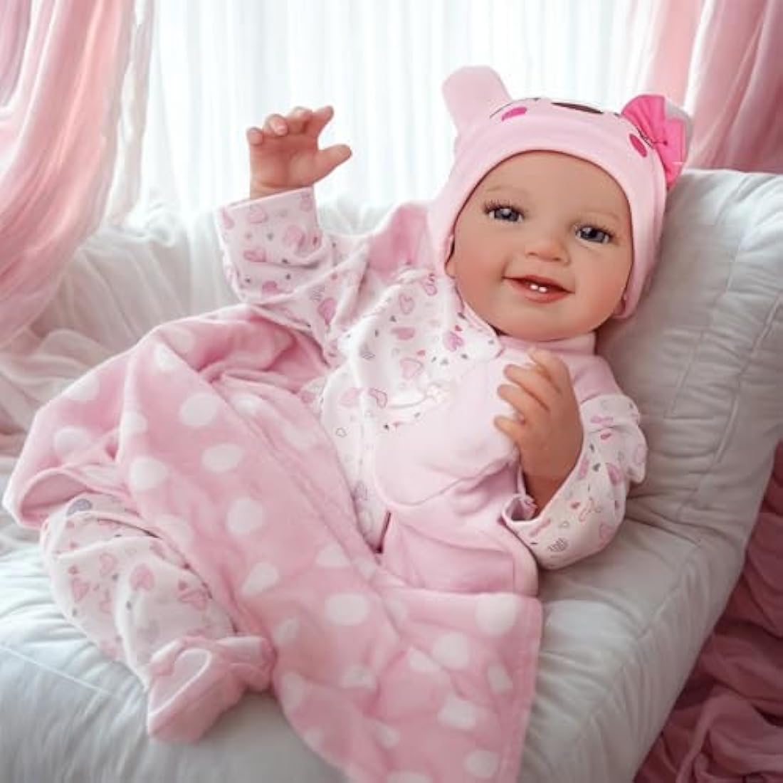 BABESIDE Lifelike Reborn-Baby Dolls 20 Inch Realistic Baby Dolls Softness Body Real Life Newborn Baby Doll Girl Lovely Awake with Gift Box for Kids Birthday & collecting (Leen) Silicone Vinyl Limbs