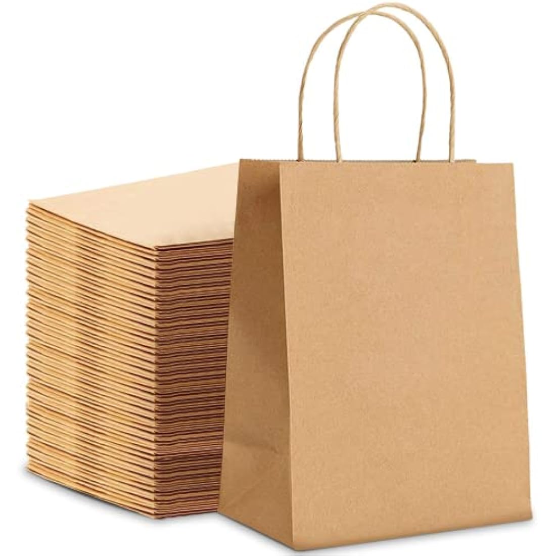 HURUC 20 Pcs Brown Paper Bags With Handles,130GSM, Small Paper Gift Bags, Eco-Friendly Kraft Shopping Carrier, Christmas, Easter, Birthday Parties & Merchandise Retail 18x24x8cm
