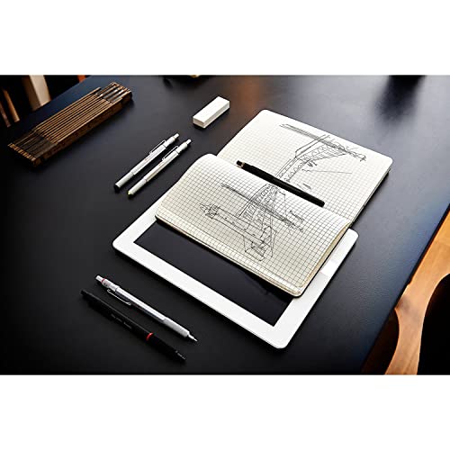 rOtring 600 3-in-1 Multicolour Pen and Mechanical Pencil | Black & Red Ballpoint Pen Tips | 1 Mechanical Pencil Tip (0.5mm) | Silver Barrel