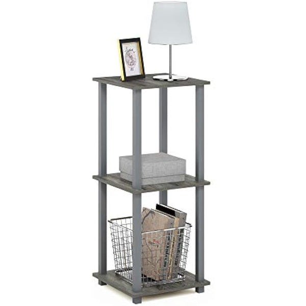 Furinno Simplistic 2-Pack End Table, Side Table, French Oak Grey/Grey, 39.6 x 39.6 cm (2-Pack)