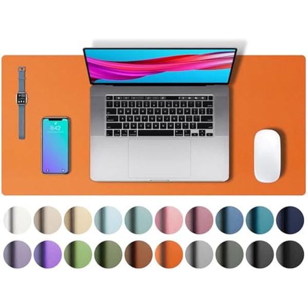 Aothia Leather Pad, Mouse Mat, Office Desk Mat, Non-Slip PU Leather Desk, Laptop Desk Pad, Waterproof Desk Writing Pad for Office and Home(60x35cm,H Orange)