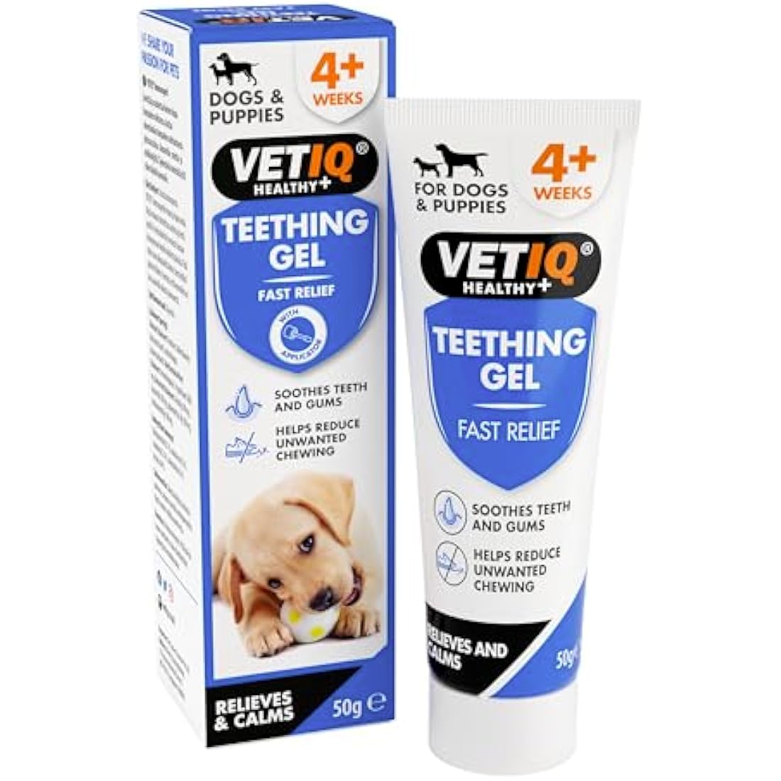 VETIQ Fast Pain Relief Teething Gel With Applicator, Relieves Irritation & Helps Reduce Unwanted Chewing For Dogs & Puppies 4+ Week, 50 g (Pack of 1)