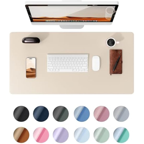 YSAGi Leather Desk Mat, Large Mouse Mat, Non-Slip Desk Pad, Waterproof PU Leather Table Protector Writing Pad for Office and Home (80 x 40 cm, Beige)