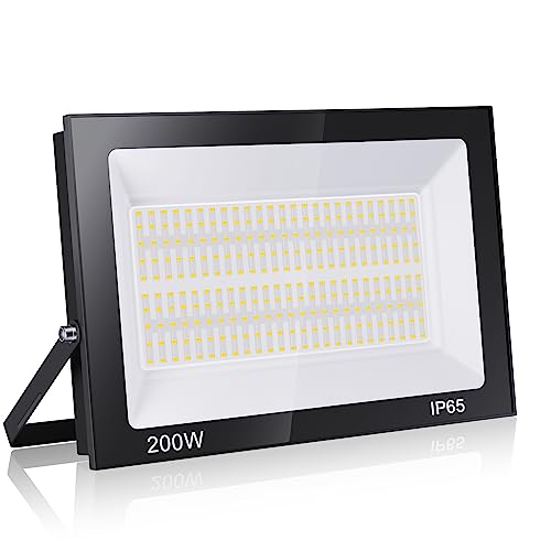 Royana 200W 20000LM LED Floodlight, Super Bright 3000K Warm White Security Lights, IP65 Waterproof Outdoor FloodLight for Yard, Garage, Warehouse,