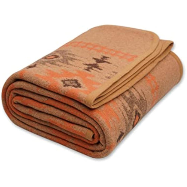 ACUSHLA Merino Wool Camp Blanket - Warm, Thick, Washable, Large Throw - Great for Outdoor Camping All Seasons Suitable Myers Light Tan Twin Size Blanket (87 * 63, Nordic-Khaki)