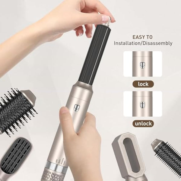 TAHSHINE 6 in 1 Auto Wrap Hairstyler,Hot Air Brush for Hair Styling, Automatic Electric Hair Blow Dryer Brush Set with Detachable Heads Comb for Straightening Voluming,Ionic Care Frizz Free