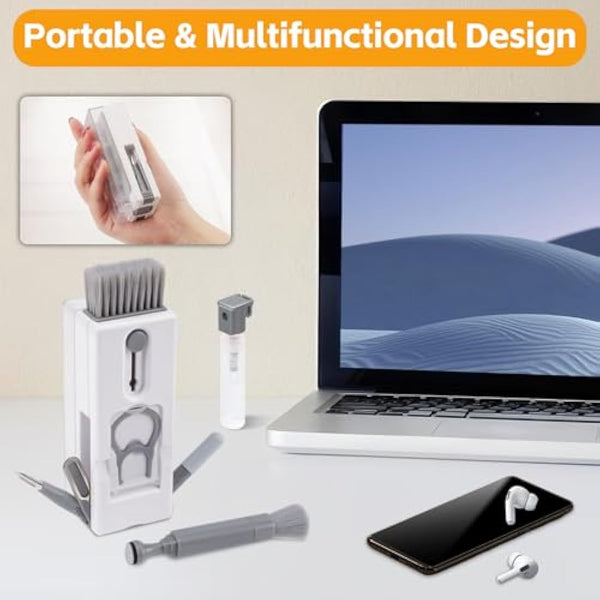 Alyvisun 11 in 1 Laptop Cleaning Kit, Multifunctional Keyboard Cleaner Brush with Keycap Puller for Tablet, Phones, Earphones, PC, Grey