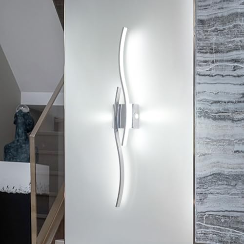 EIDISUNY Led Wall Light, Indoor Led Wall Sconce Light, Modern Wave bar LED Wall Lighting Fixtures, Indoor Wall Lamp for Living Room Hallway Bedroom Bedside Vanity Mirror - 80cm 28W(Cool White Light)