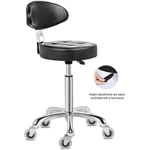 Kaleurrier Rolling Stool Chair with Smooth-rolling Dual-wheel casters,Comfortable Cushioned Backrest, Swivel Seat, Heavy Duty Hydraulic Height Adjustable,Sturdy and Durable