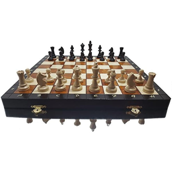 Master of Chess Magnetic Wooden Chess Set with Pieces 35 cm / 14 in - Handcrafted Small Portable Chess Board Game for Adults and Kids