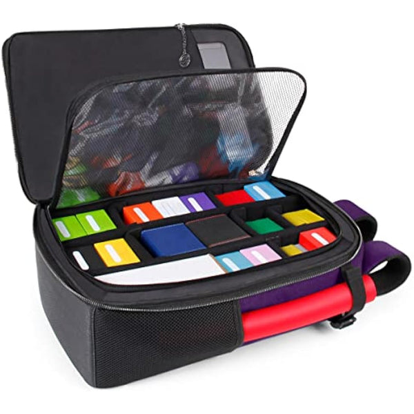 ENHANCE MTG Backpack - Collector's Edition TCG Backpack for Deck Boxes, Sleeved Cards, Playmats, MTG Accessories - Customizable Card Organization with Built-in Defender Screen (Dragon Purple)
