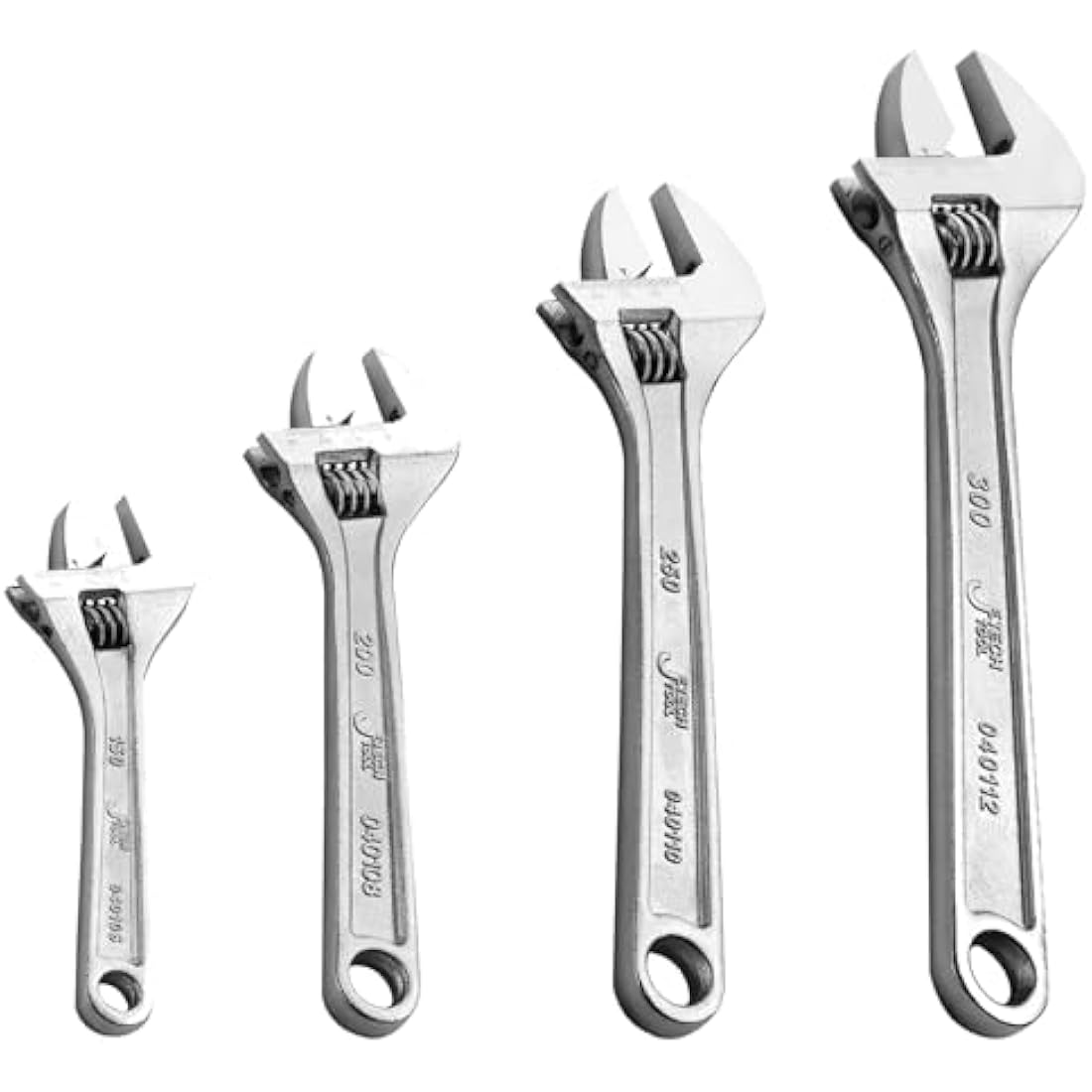 Jetech 4pcs Adjustable Spanner Set, Metric + SAE Professional Heavy Duty Adjustable Wrench Set Include 6in, 8in, 10in, 12in, Industry Grade Shifter Spanners with Large Opening, Roll-up Pouch