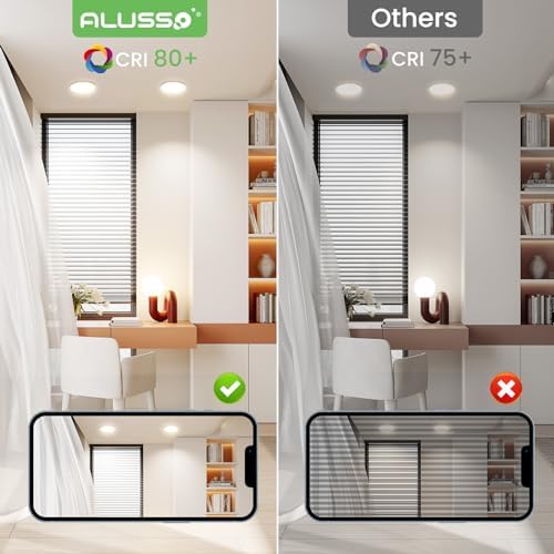 ALUSSO LED Downlights Recessed Ceiling Lights 5W, Neutral White 4500K LED Spotlights Ceiling Lights, Ultra Slim Cut Φ75-85MM, Beam Angle 120° Round Ceiling IP44 for Bathroom Bedroom Kitchen, 12 Pack