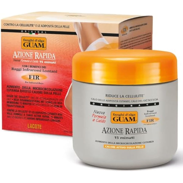 GUAM FIR Anti Cellulite Seaweed Hot Body Mud - 500g Warm Cellulite Remover for Flat Tummy & Waist - Belly Tightening Skin Firming Cream - 15Min Fast Formula to Boost Skin Microcirculation & Elasticity