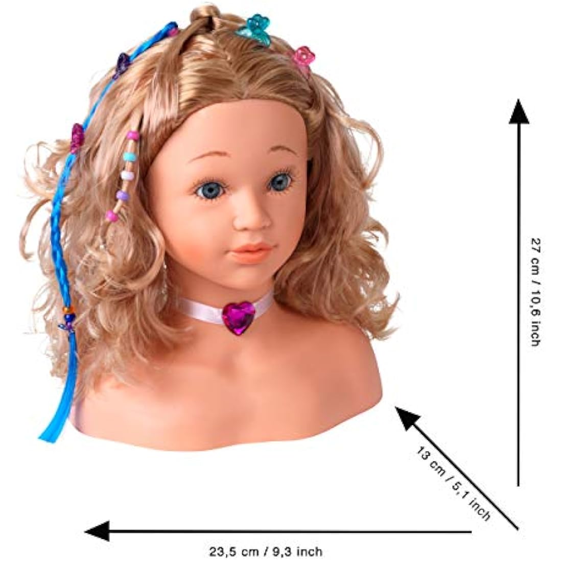 Theo Klein 5240 Princess Coralie Make-Up and Hairdressing Head Sophia I With Hair Clips, Dermatologically Tested Make-Up and Lots of Further Accessories