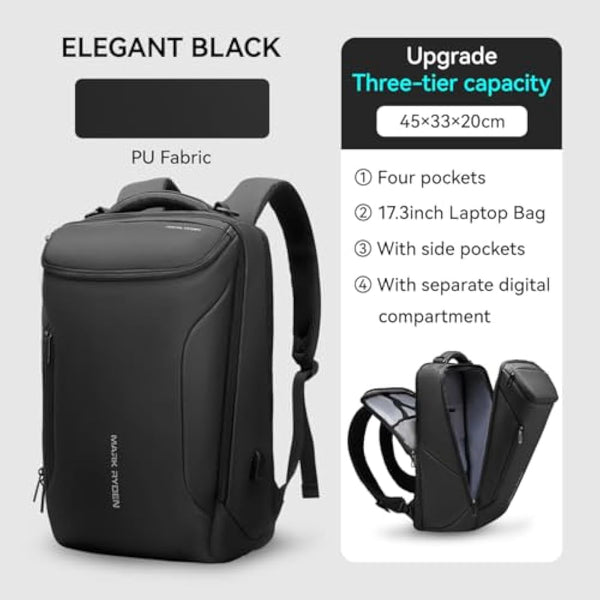 MARK RYDEN mens backpack Large Capacity waterproof laptop backpack business men with USB Charging Port for Official Travel Hiking Pack Fits Under 17.3 Inch Laptop