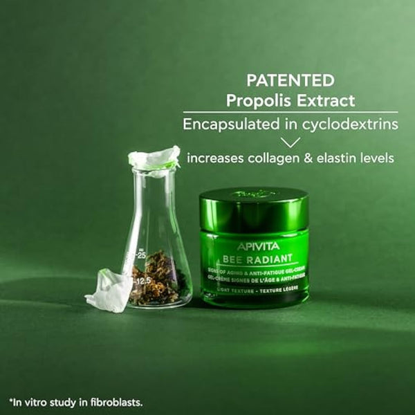 Apivita Bee Radiant Signs of Aging & Anti-Fatigue Face Gel-Cream 50ml - Light Texture - Antiwrinkle Moisturizer With Propolis & White Peony - Fights Wrinkles & Boosts Brightness - Non Comedogenic