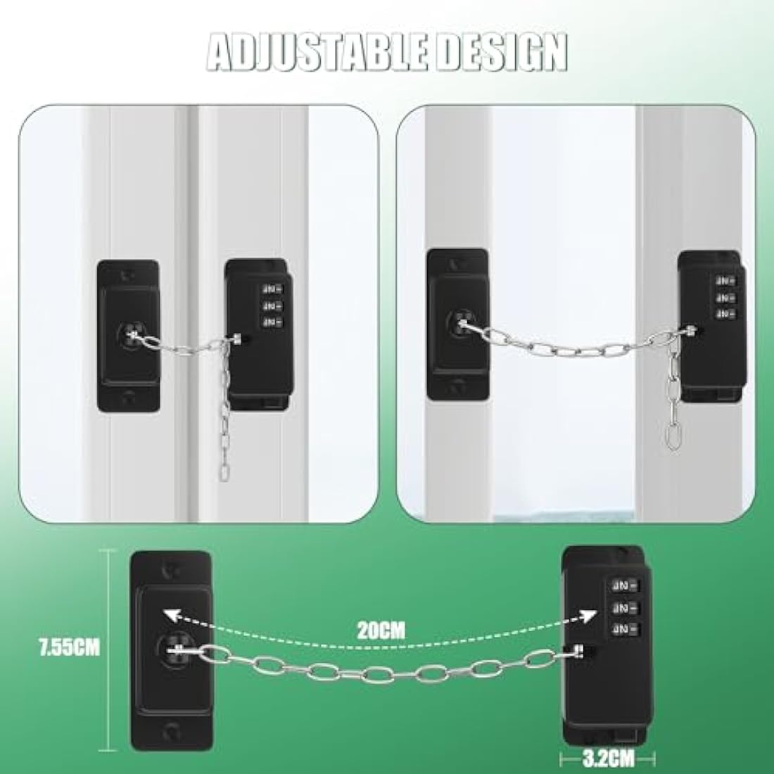 Evilsoul 2Pack Fridge Locks for Children with Adjustable Design, Digital Password Child Locks Door Lock Without Drilling Adhesive Restrictor Safety Lock for Fridge, Door, Window, Cabinet, Black