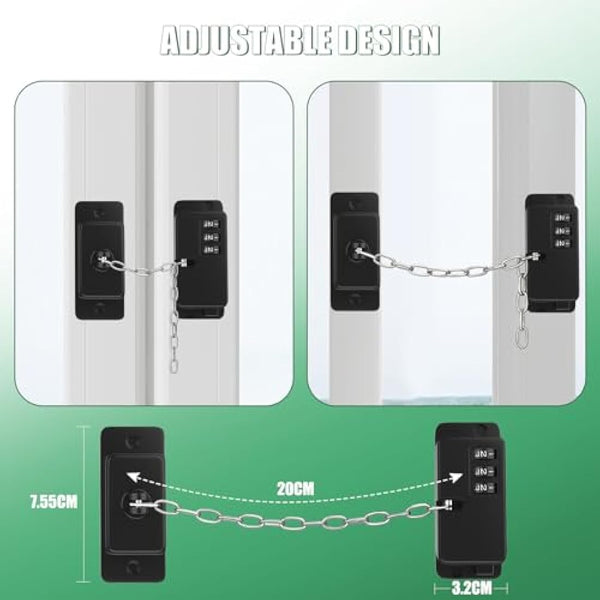 Evilsoul 2Pack Fridge Locks for Children with Adjustable Design, Digital Password Child Locks Door Lock Without Drilling Adhesive Restrictor Safety Lock for Fridge, Door, Window, Cabinet, Black