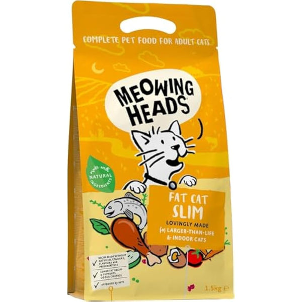 Meowing Heads Complete Dry Cat Food 1.5kg - Fat Cat Slim - Vet Approved