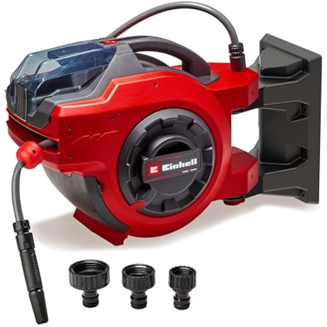 Einhell Wall Mounted Retractable Hose Reel with 30m Hose - Battery Powered Automatic Hose Retraction, Swivels 180°, 30m Garden Hose & Accessories - GE-HR 18/30 Li (Supplied Without Battery)