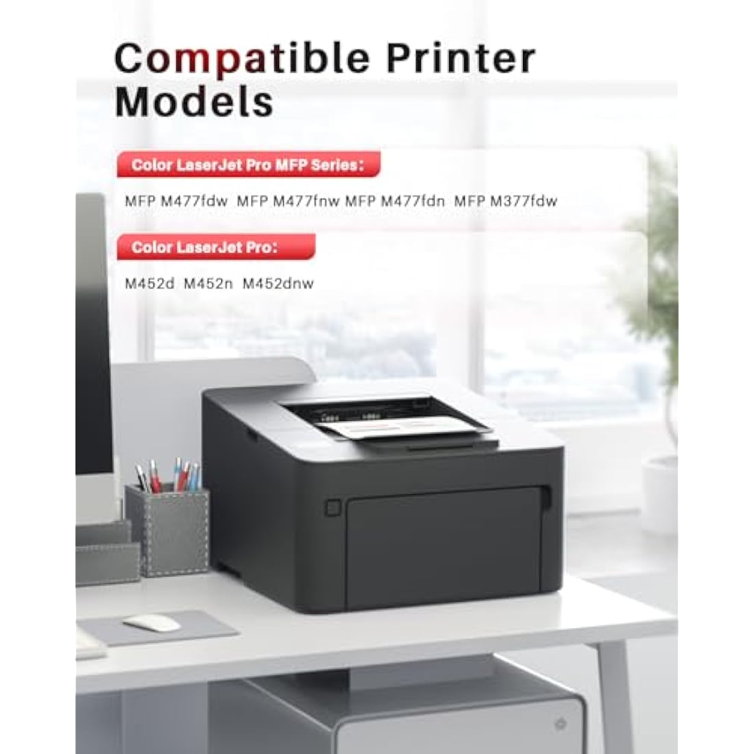 Halloya 410A Compatible Toner Cartridges Replacement for HP CF410A 410X CF410X for Color LaserJet Pro M477fdw M477fnw M477fdn M452nw M377dw M452dn M452dw M477dw M477nw (4 Pack)