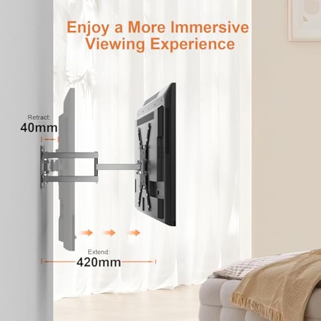 GRIFEMA GB1004 Swivel TV Wall Bracket for 26-55 inch, up to 30KG, Tilt Extendable TV Wall Mount for Flat & Curved Screen, Max Vesa 400X400MM