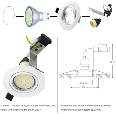 HiBay 10x LED Downlights GU10 Recessed Ceiling Lights Spotlights Round White Spot Light Fittings Indoor 240V