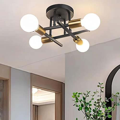 Hudi Fyier Modern Chandelier - 4 Light Industrial Vintage Style Ceiling Light for Bedroom, Kitchen, Dining Room, Loft, Office