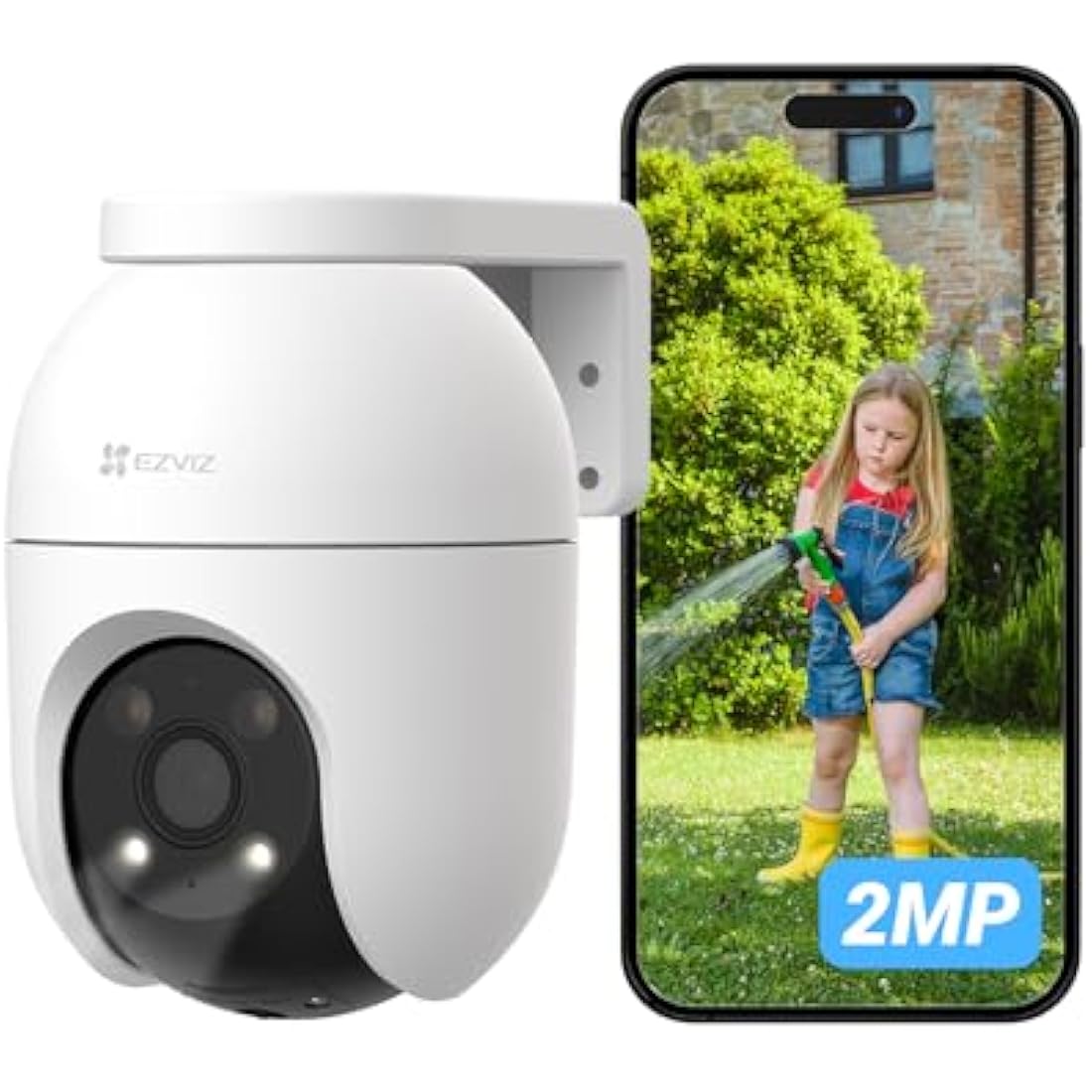 EZVIZ C8c 2MP 360° Outdoor WiFi Surveillance Camera with Auto-Zoom Tracking, Human Shape Detection, Colour Night Vision, Two-Way Audio, IP65 Waterproof, Active Defense