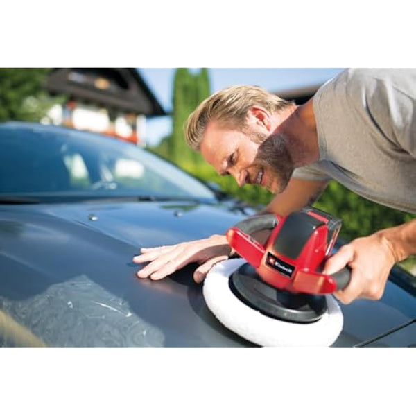 Einhell Power X-Change Cordless Car Polisher And Buffer - 18V, 2500 RPM, Battery Powered 254mm Disc Polisher - CE-CB 18/254 Li Solo Polishing Machine (Battery Not Included), Red
