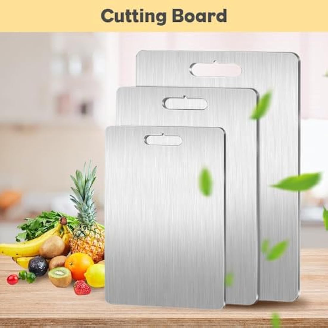 3 Piece Chopping Board Set, Stainless Steel Cutting Boards for Meat, Vegetables, Fruit, Cutting Boards for The Kitchen, Dishwasher-Safe