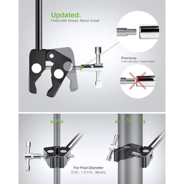 elitehood Metal iPad Holder for Mic Stand, Side Mount Tablet Microphone Stand Holder for Musicians, 360° Swivel Tilt Adjustable Microphone Tablet Mount for iPad, iPhone, More 4-13in Devices - Black